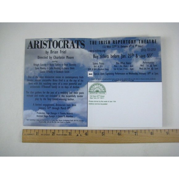 Aristocrats Show Program Irish Repertory Theatre Brian Friel John Keating Odeh - Picture 4 of 11